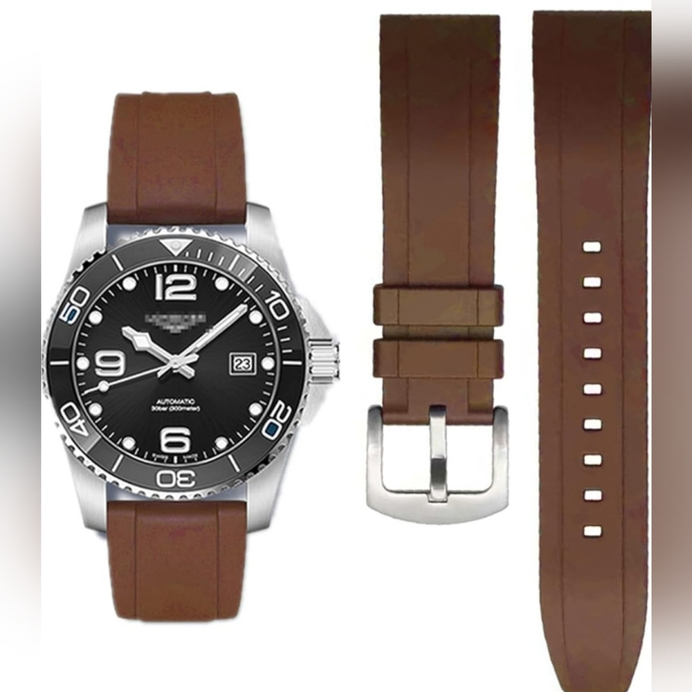 New 19mm Brown FKM Fluororubber Rubber Watch Band